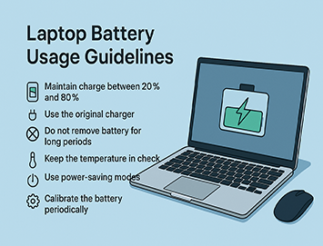 دستورالعمل استفاده از باتری لپ تاپ